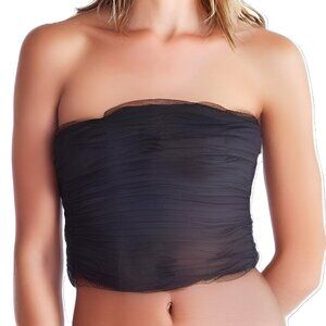 NWT Vintage BROKEN ZIPPER Chetta Pleated Black Chiffon Crop Bustier Corset Top 6